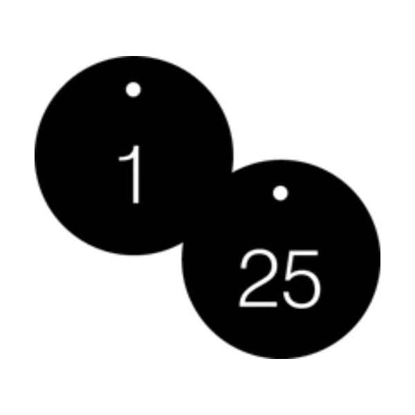 Accuform Engraved Numbered Tags, HS-Laminate, 0.1 in H x 3-1/4 in W, 25 PK - TDG361BK