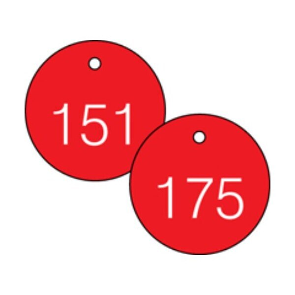 Accuform Engraved Numbered Tags, HS-Laminate, 3 in W, 25 PK - TDG367RD