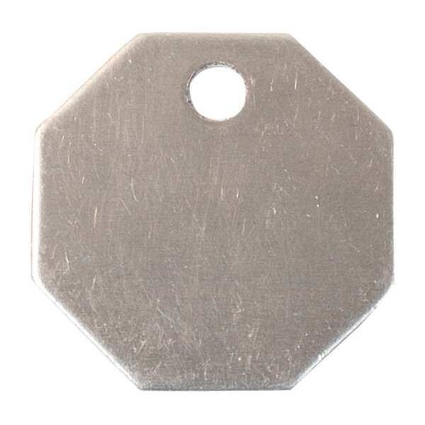C.H. Hanson Blank Tag, Stainless Steel, 1 1/2 in H x 1 1/2 in W, Silver, Octagon, 25 PK - 43132