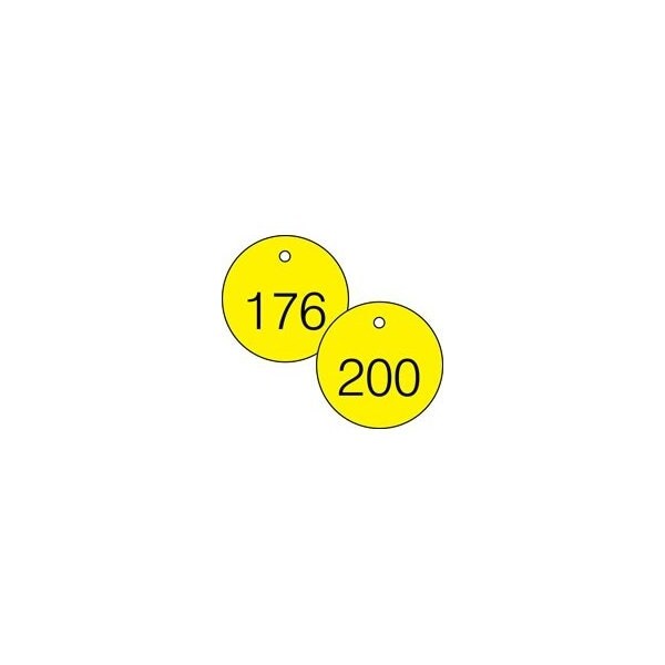 Accuform Engraved Numbered Tags, Adhesive Dura-Poly, 0.025 in H x 3 in W, 25 PK - TDG368YL
