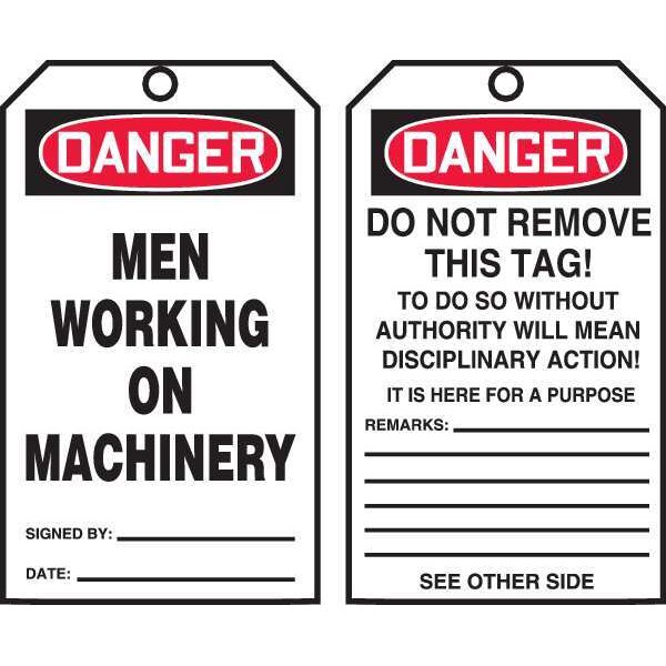 Accuform Tag, Equipment Status, Cardstock, 6 1/4 in H x 3 in W, Black, Red, White, Rectangle, 250 PK - TAR146