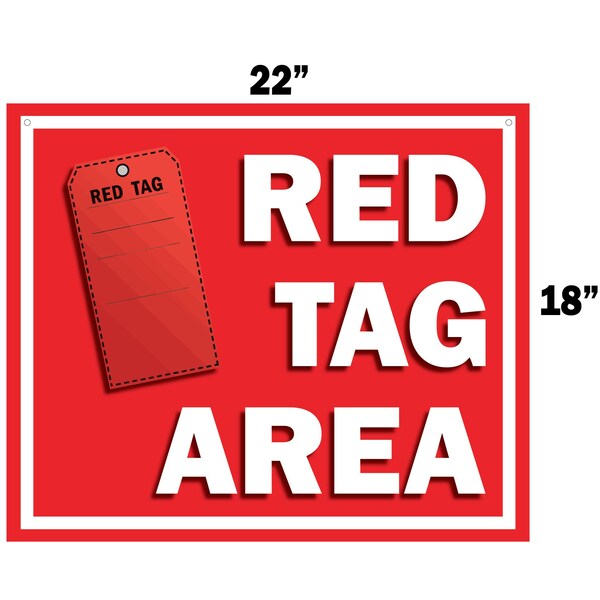 5S Supplies 5S Red Tag Area Sign Aluminum Hanging Sign V3 22in x 18in - HS-REDTAG-V3