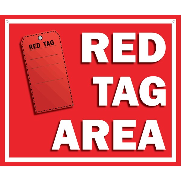 5S Supplies 5S Red Tag Area Sign Aluminum Hanging Sign V3 22in x 18in - HS-REDTAG-V3