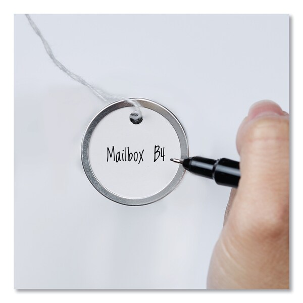 Avery Dennison Tags, Metal Rim, 1-1/4 dia., White, PK500, Heavy Stock Paper/Metal, White, Round, 500 PK - 14313