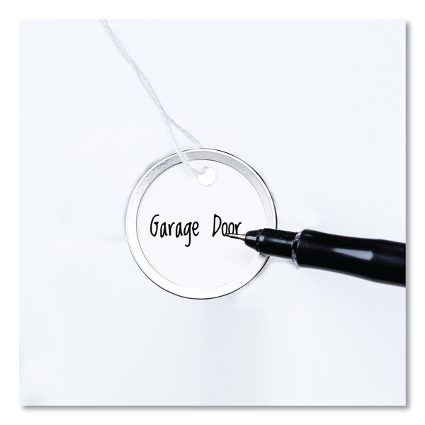 Avery Dennison Tags, Metal Rim, 1-1/4 dia., White, PK500, Heavy Stock Paper/Metal, White, Round, 500 PK - 14313