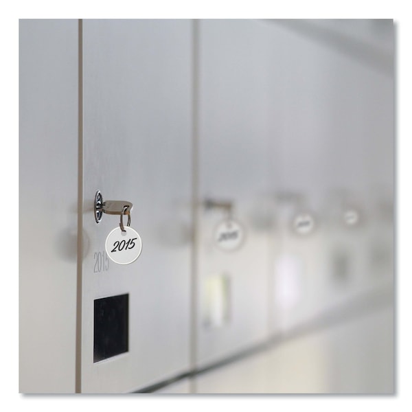 Avery Dennison Tags, Metal Rim, 1-1/4 dia., White, PK500, Heavy Stock Paper/Metal, White, Round, 500 PK - 14313