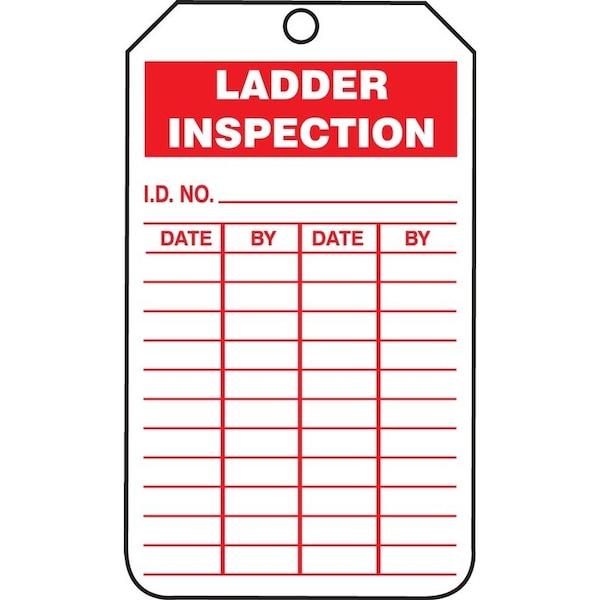 Accuform Ladder Inpect Tag, 5-1/4"Hx3-1/4"W, PK25 - TRS248PTP