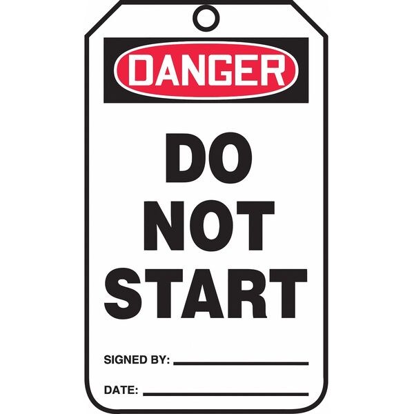 Accuform Danger Tag, Do Not Start, 5-3/4x3-1/4 in, Cardstock, 25/PK - MDT190CTP
