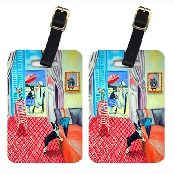 Carolines Treasures Carolines Treasures 7120BT Lady With Her Boston Terrier Luggage Tags; Pack - 2 - 7120BT