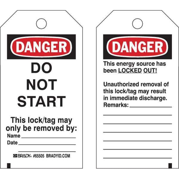 Brady Danger Tag, Polyester, 5 1/2 in H x 3 in W, Rectangle, 25 PK - 66057
