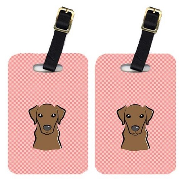 Carolines Treasures Carolines Treasures BB1234BT Pair Of Checkerboard Pink Chocolate Labrador Luggage Tags - BB1234BT