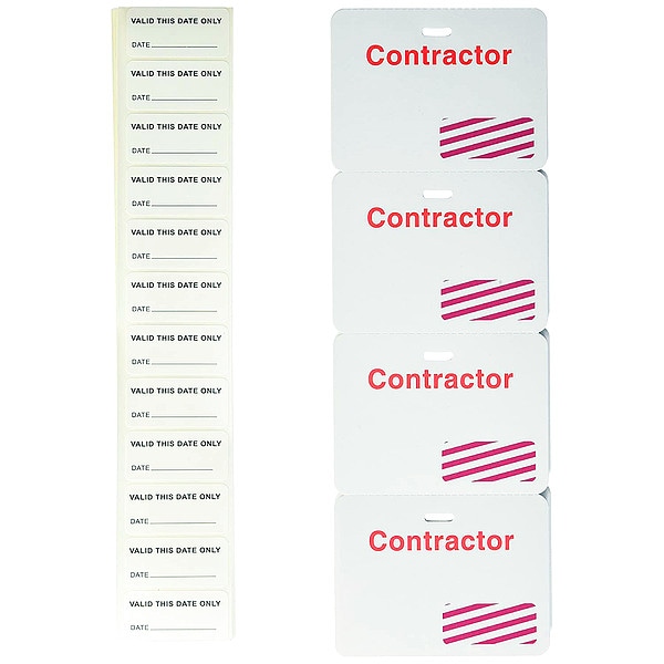 Brady Card Clip On Badge, Paper, 3 in W, Red, 500 PK - 95641