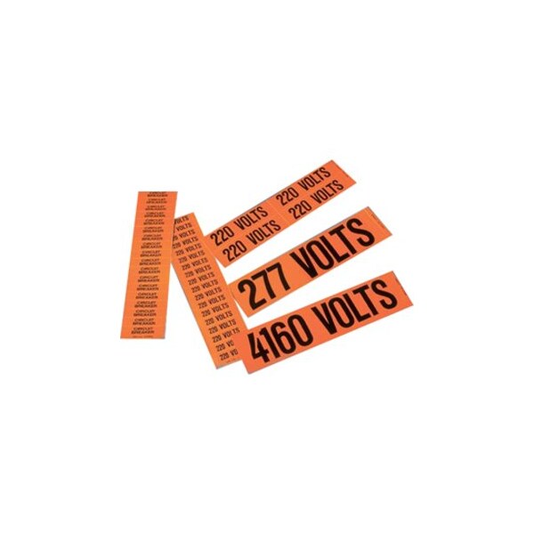 Panduit Voltage Marker, Vinyl, 0.5in H x 2.25in W, 1.25in Dia., 5 PK - PCV-3PHCY