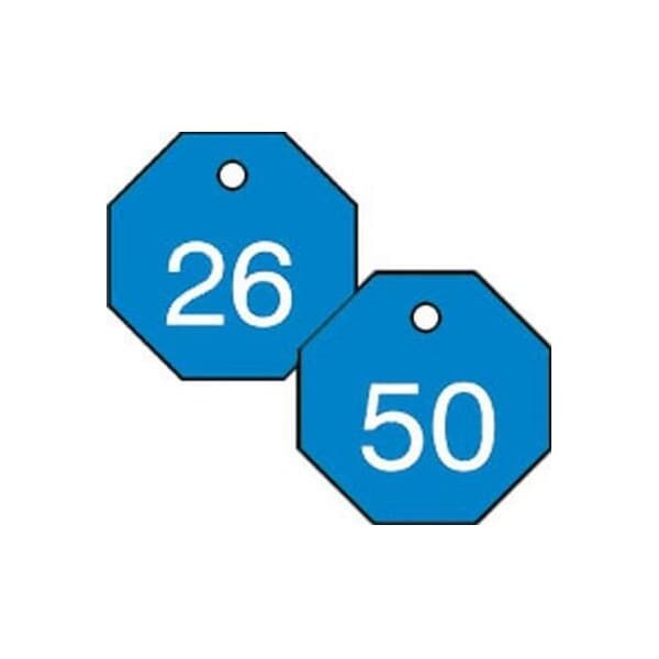 Accuform Engraved Numbered Tags, Plastic, 0.31 in H x 3 in W, 25 PK - TDG823BU