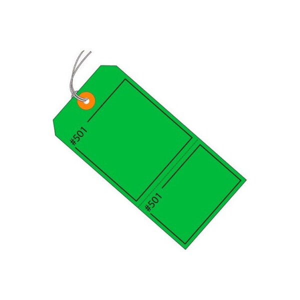 Box Packaging Global Industrial Consecutively Claim Tag Pre Strung #5 4-3/4inL x 2-3/8inW Green 1000/Pk - G26211