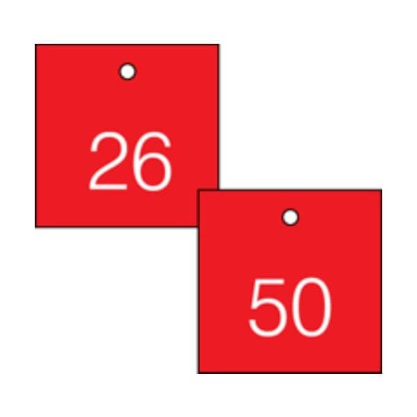 Accuform Engraved Numbered Tags, PF-Cardstock, 1/4 in H x 3-1/4 in W, 25 PK - TDG371RD