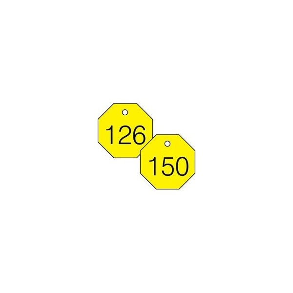Accuform Engraved Numbered Tags, Self-Laminating RP-Plastic, 0.11 in H x 3-1/4 in W, 25 PK - TDG827YL