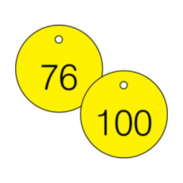 Accuform Engraved Numbered Tags, RP-Plastic, 0.075 in H x 3-1/4 in W, 25 PK - TDG364YL