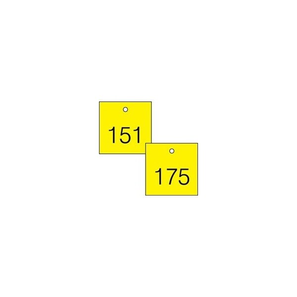 Accuform Engraved Numbered Tags, Plastic, 0.15 in H x 3-1/4 in W, 25 PK - TDG376YL