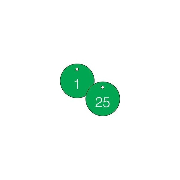 Accuform Engraved Numbered Tags, HS-Laminate, 3 in W, 25 PK - TDG361GN