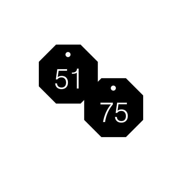 Accuform Engraved Numbered Tags, HS-Laminate, 2-3/4 in W, 25 PK - TDG824BK