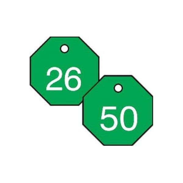 Accuform Engraved Numbered Tags, HS-Laminate, 4-3/4 in W, 25 PK - TDG823GN