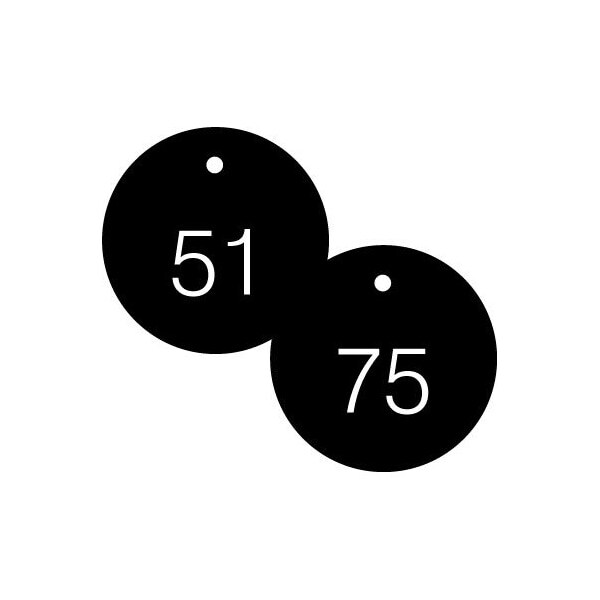 Accuform Engraved Numbered Tags, HS-Laminate, 2-3/4 in W, 25 PK - TDG363BK