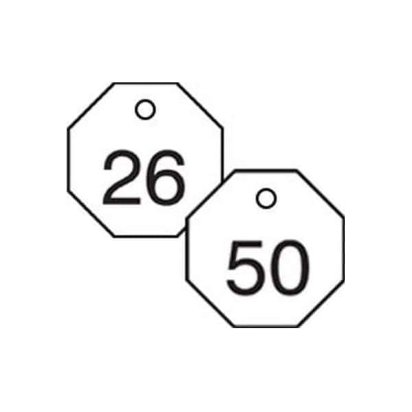 Accuform Engraved Numbered Tags, Adhesive Dura-Poly, 0.025 in H x 2-1/2 in W, 25 PK - TDG823WT