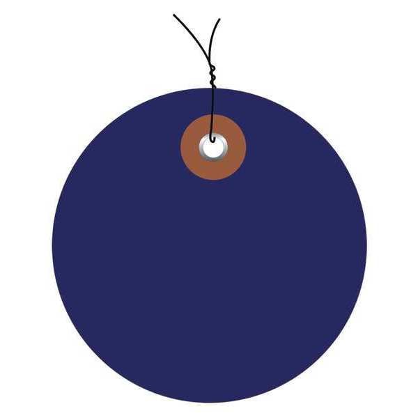 Partners Brand Tag, Plastic, Circle, 3", Blue, PK100, Vinyl, Blue, 100 PK - G26076