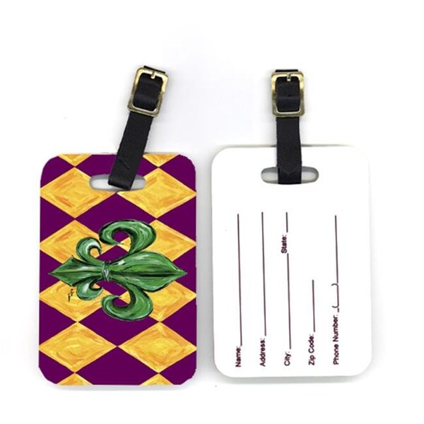 Carolines Treasures Carolines Treasures 8133BT 4 x 2.75 in. Pair of Mardi Gras Fleur De Lis Purple Green and Gold Luggage Tag - 8133BT