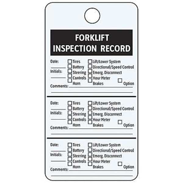 See All Industries Tag, Forklift, Aluminum, 4 1/4 in H x 3 in W, White, Rectangle, 25 PK - IL-FORK
