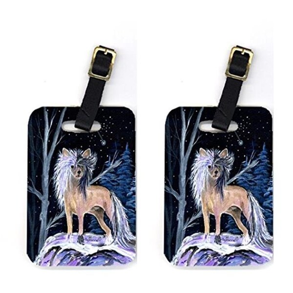 Carolines Treasures Carolines Treasures SS8390BT Starry Night Chinese Crested Luggage Tags; Pair of 2 - SS8390BT