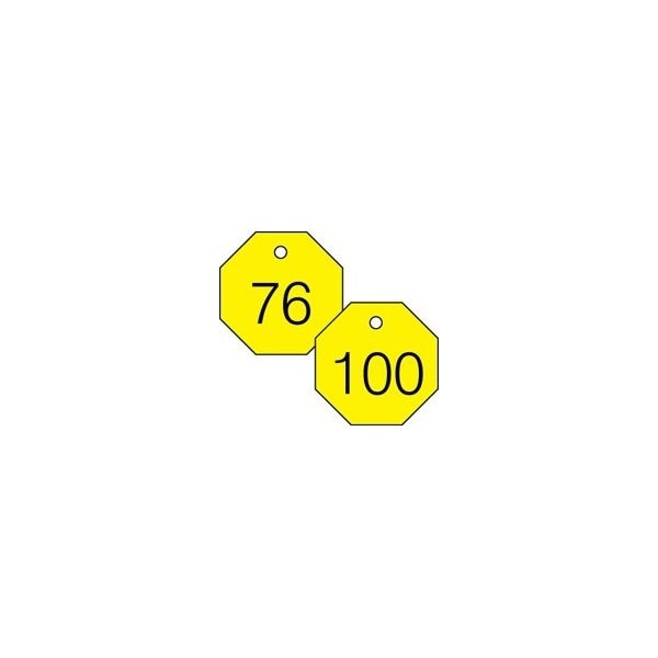 Accuform Engraved Numbered Tags, PF-Cardstock, 1/4 in H x 3-1/4 in W, 25 PK - TDG825YL