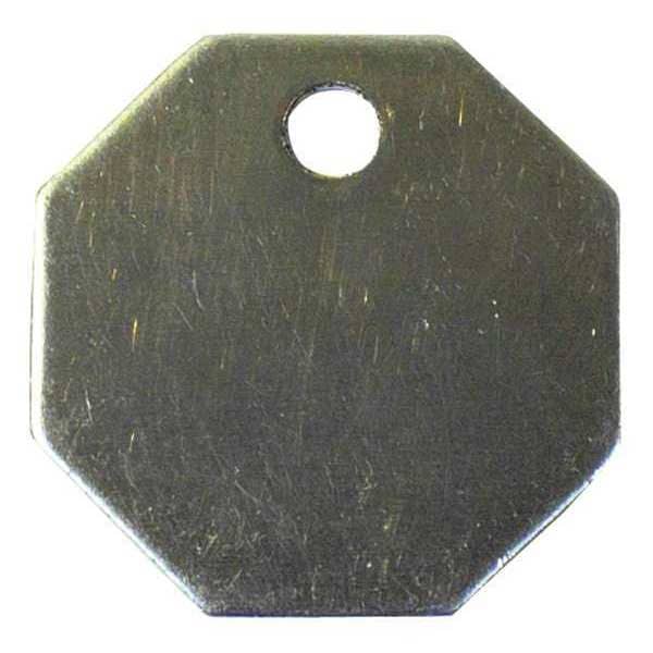 Zoro Select Blank Tag, Stainless Steel, 1 1/4 in H x 1 1/4 in W, Silver, Octagon, 100 PK - 41528