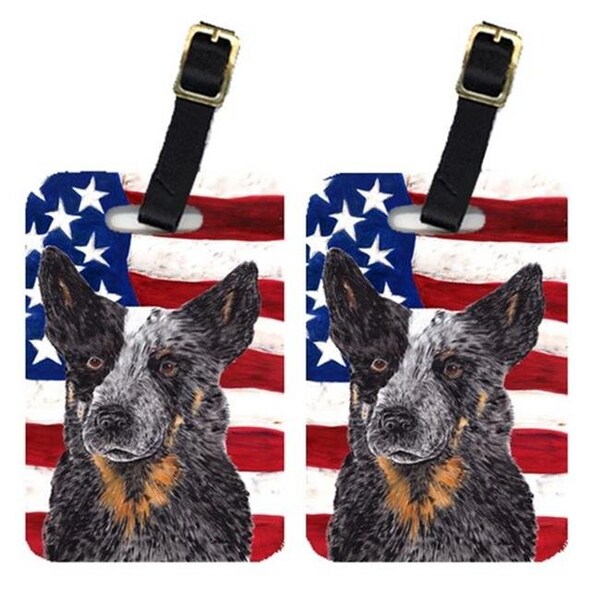 Carolines Treasures Carolines Treasures SC9109BT Pair Of USA American Flag With Australian Cattle Dog Luggage Tags - SC9109BT