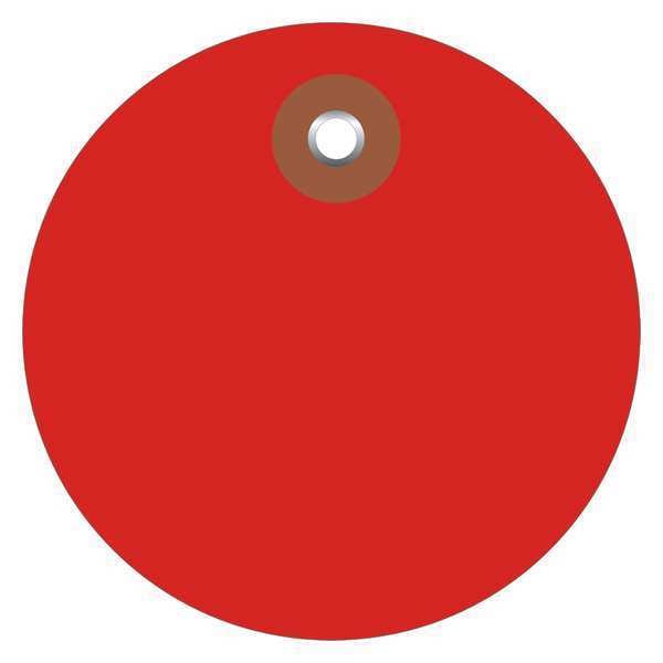 Partners Brand Tag, Plastic, Circle, 2", Red, PK100, Vinyl, Red, 100 PK - G26070