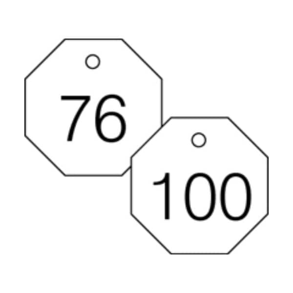 Accuform Engraved Numbered Tags, PF-Cardstock, 1/4 in H x 3-7/8 in W, 25 PK - TDG825WT