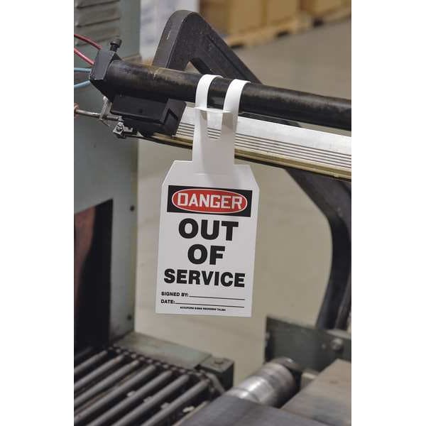 Accuform Danger Tag, General Safety, Plastic, 5 1/4 in H x 3 1/4 in W, White, Rectangle, 25 PK - TAL321