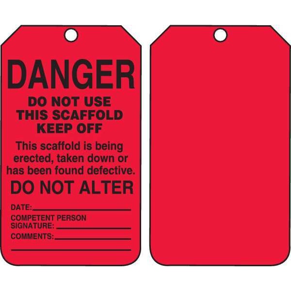 Accuform Tag, Scaffold, Cardstock, 5 3/4 in H x 3 1/4 in W, Rectangle, 25 PK - TSS101CTP