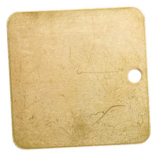Brady Blank Tag, Brass, 1 1/2 in H x 1 1/2 in W, Brass, Square, 25 PK - 23212