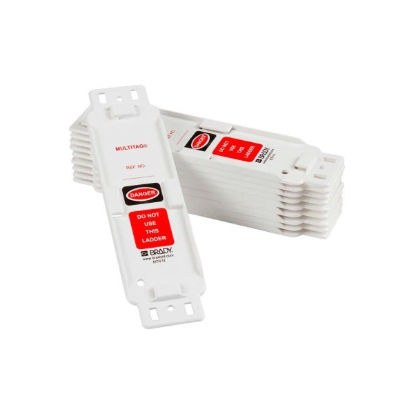 Brady Brady Danger Do Not Use Ladder Tag Holder, 10/Pk, 2-1/4in W X 8-1/4in H, Wht/Blk/Red - LAD-EITH12