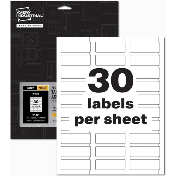 Avery PermaTrack Tamper-Evident Asset Tag Labels, 2" W, White, Rectangle, 5 PK - AVE60530
