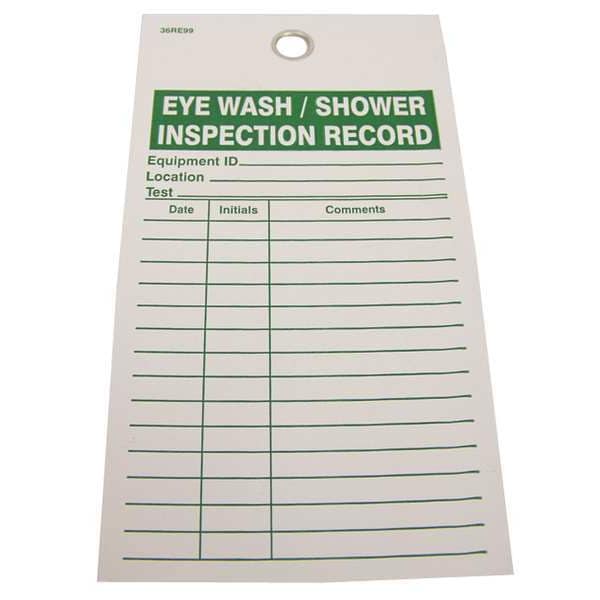 Zoro Select Tag, Eyewash, Vinyl, 3 3/16 in H x 5 3/4 in W, White, Rectangle, 25 PK - 36RE99