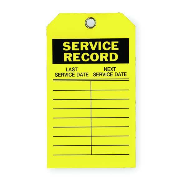 Zoro Select Tag, Service, Polyester, 7 in H x 4 in W, Yellow, Rectangle, 10 PK - 2RMU9