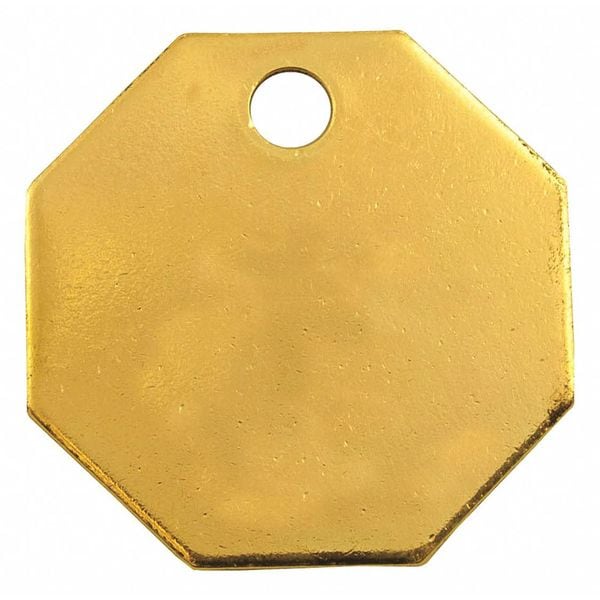 Zoro Select Blank Tag, Brass, 1 1/4 in H x 1 1/4 in W, Yellow, Octagon, 100 PK - 41527