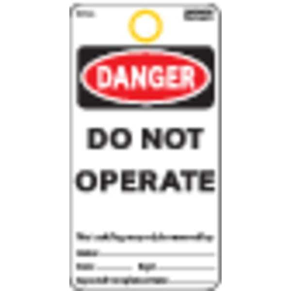 Electromark Danger Tag, Cardstock, 5 3/4 in H x 3 in W, Black and Red on White, Rectangle, 25 PK - Y604102