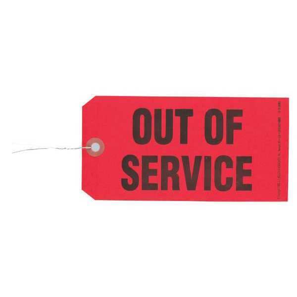 Jj Keller Tag, Out Of Service, Cardstock, 3 1/8 in H x 6 1/4 in W, Red, Rectangle, 50 PK - 716