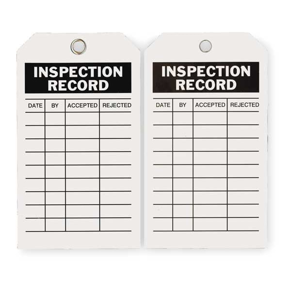 Zoro Select Tag, Inspection, Polyester, 7 in H x 4 in W, White, Rectangle, 10 PK - 2RMU7