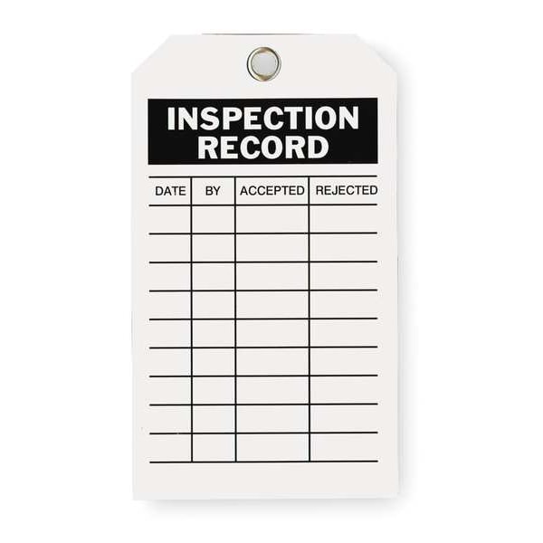 Zoro Select Tag, Inspection, Polyester, 7 in H x 4 in W, White, Rectangle, 10 PK - 2RMU7