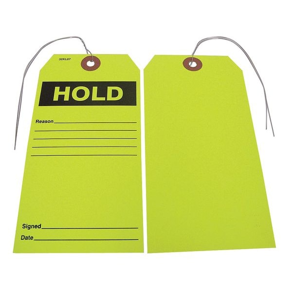 Badger Tag & Label Hold Tag, Paper, 5 3/4 in H x 2 7/8 in W, Yellow, Rectangle, 25 PK - 114